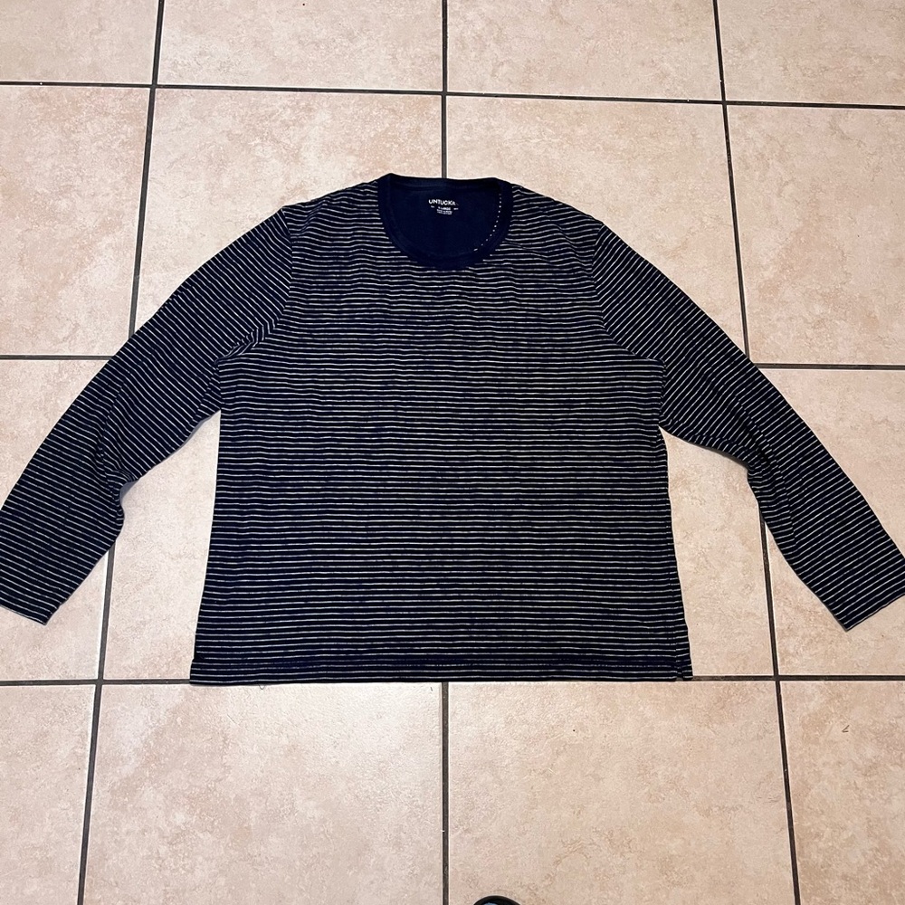 UNTUCKit Lambert reg fit Men XL long sleeve men's T-shirt Navy Striped Cotton